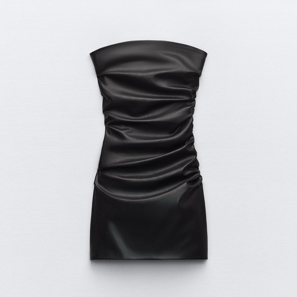 Faux Leather Droppd Dress
